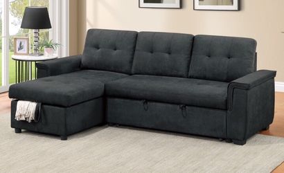 Charcoal Tweeted-Like Velvet 2-Pc Sectional Sofa Set
