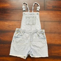 Little Girls Clothes Cat & Jack Light Wash Denim Overalls Shorts or Shortalls size L 10/12