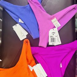 L*Space Pointelle Rib Cabana Bikini Bottom Bitsy Cut in Poppy - XS - NWT!