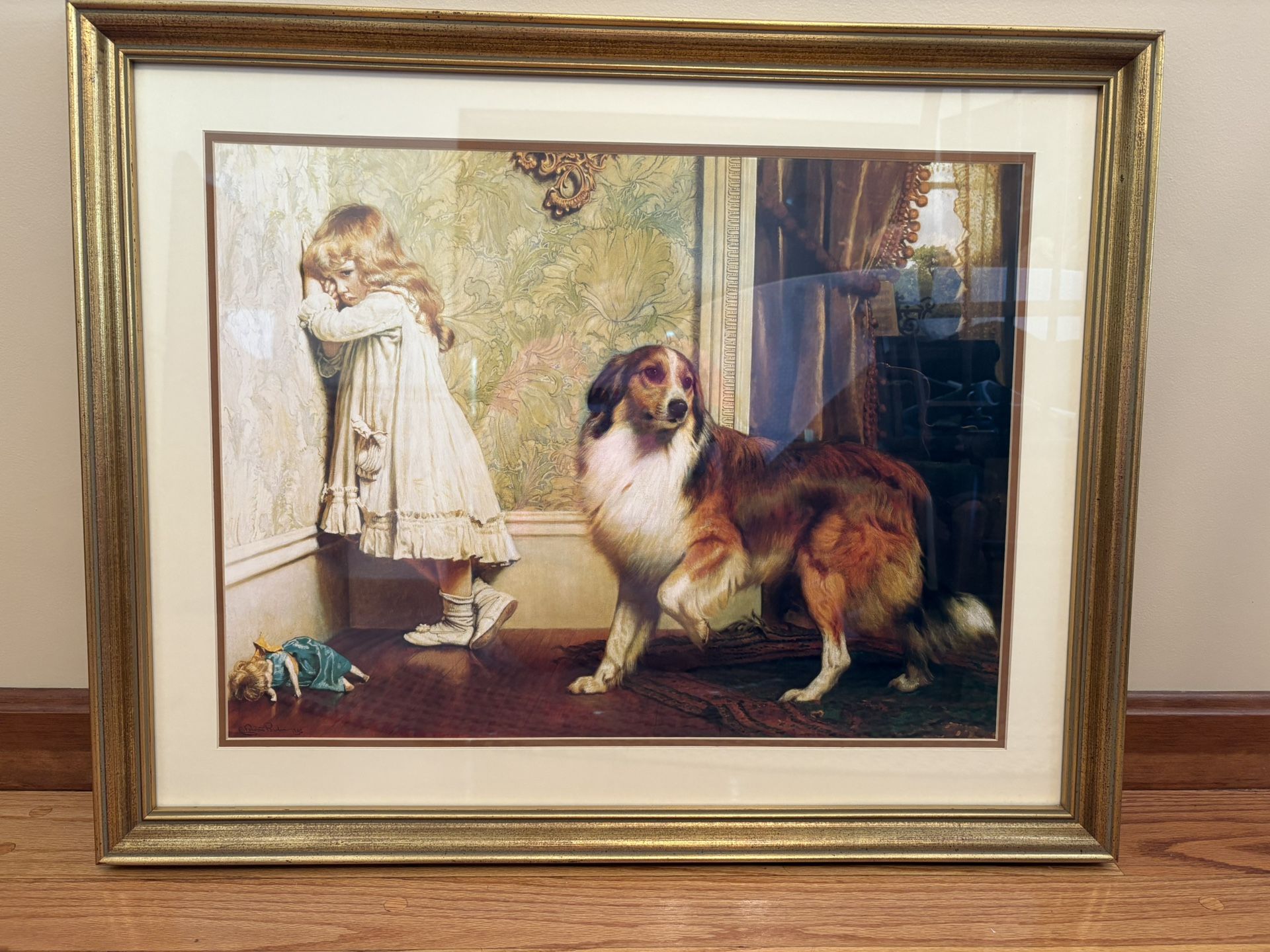 Framed Art Print Girl and Dog