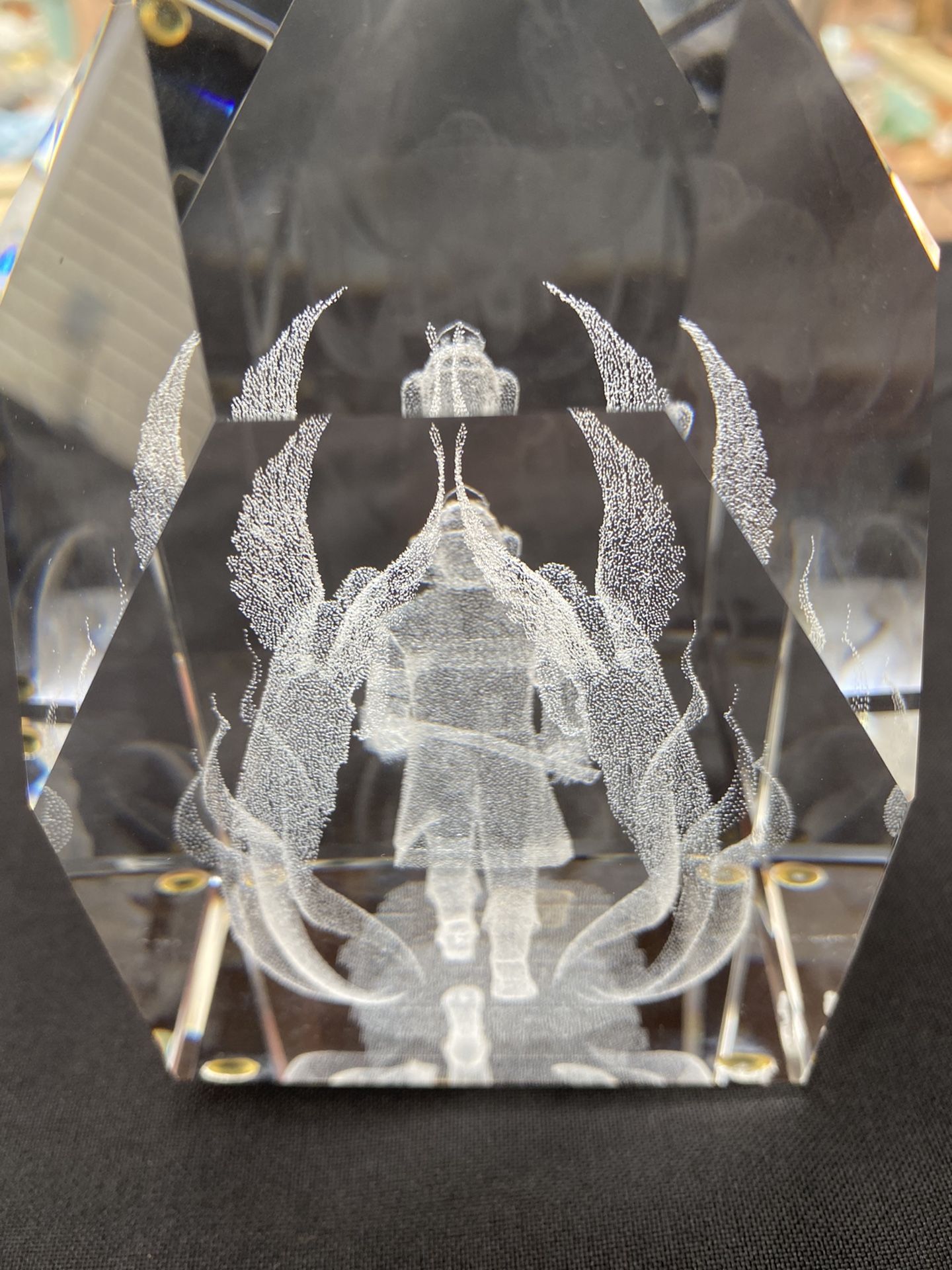 Crystal paperweight fireman