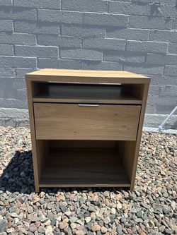 Wood Nightstand with Drawer and Open Shelves