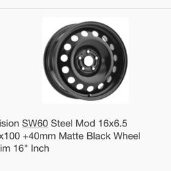 2 Sw60 Steel Wheels Black  16 Inch Rims 16x6.5