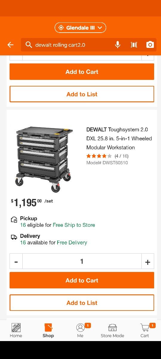 DeWalt 2.0 Tough System Rolling Cart