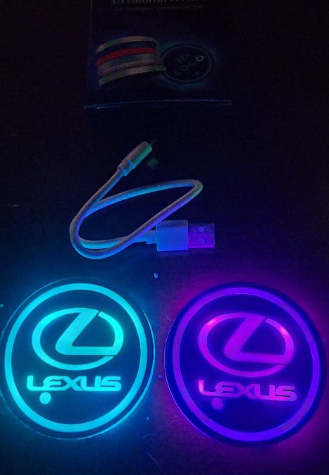 2 Lexus Led Color Changing USB Car Cupholder Coasters.  Other Cars Available.  SHIPPING AVAILABLE