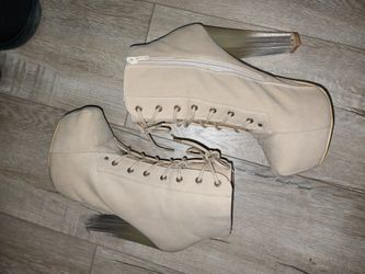 Beige with Transparent Gradient Chunky Heel