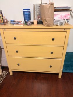 Yellow 3-Drawer Wood Dresser