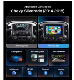 AINAVI 64G Car Stereo for GMC Sierra Chevy Silverado 2014 2015 2016 2017 2018 Upgrade, 10.2'' Touchscreen Radio Head Unit Carplay/Android Auto/GPS/Blu
