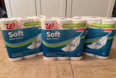 3 Pack Walgreens Soft Bath Tissue 2 Ply Sheets 9double rolls each pack