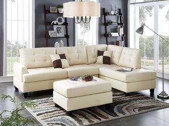 3pc sectional Beige with ottoman