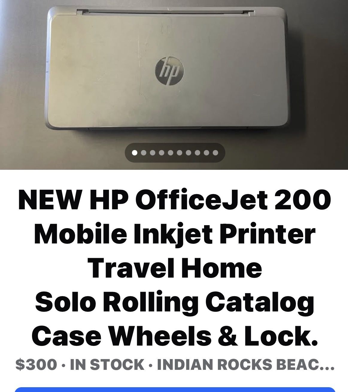 NEW HP OfficeJet 200 Mobile Inkjet Printer Travel Home Solo Rolling Catalog Case Wheels & Lock. 