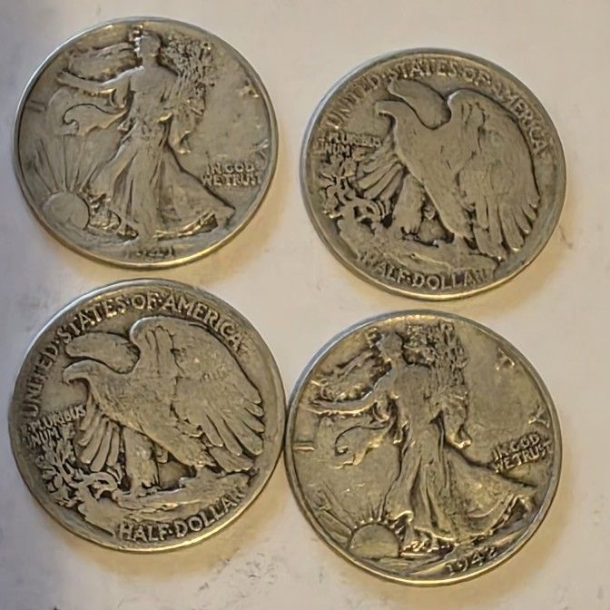 Walking Liberty Half Dollars (4 Coins)