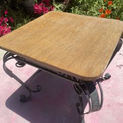Wooden End Table with Metal Legs