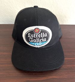 Estrella Galicia Vintage Black Mesh Trucker Snapback Hat Cap Breweriana