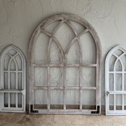 Cathedral Arch Window Frame Wall Decor Set (3 Pieces)