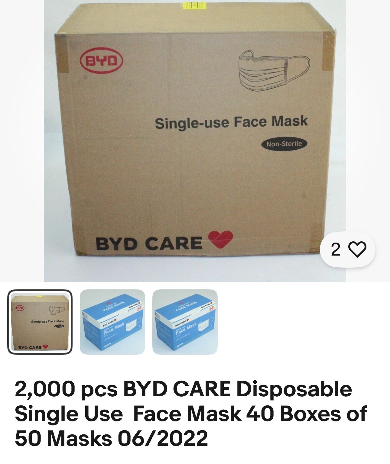 BYD Disposable Single Use Face Masks