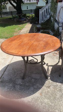Round wood table and chairs