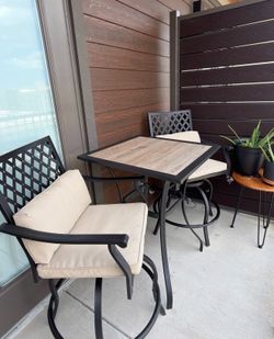 3 PCS Outdoor High Top Table and Chairs
