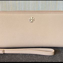 (NEW) Tory Burch ROBINSON ZIP CONTINENTAL WALLET IN FRENCH GRAY