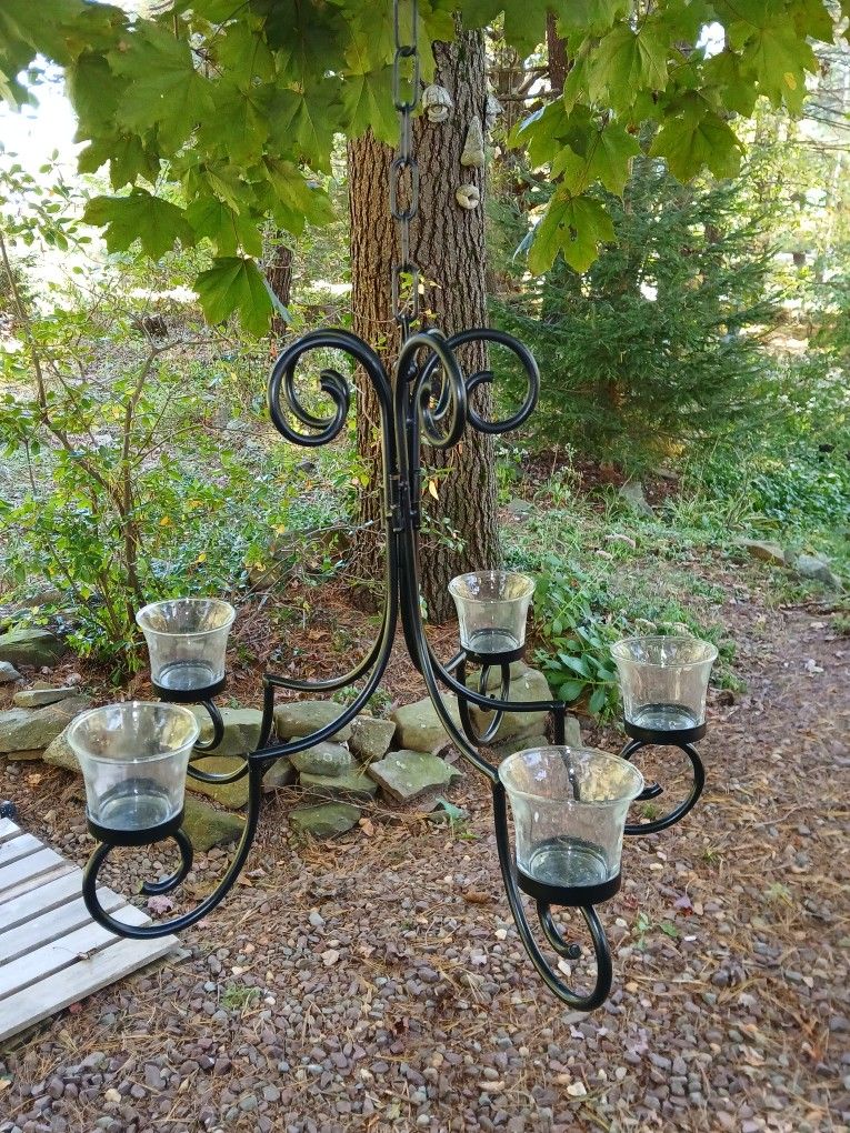 Garden/porch/deck CHANDLIER for candles