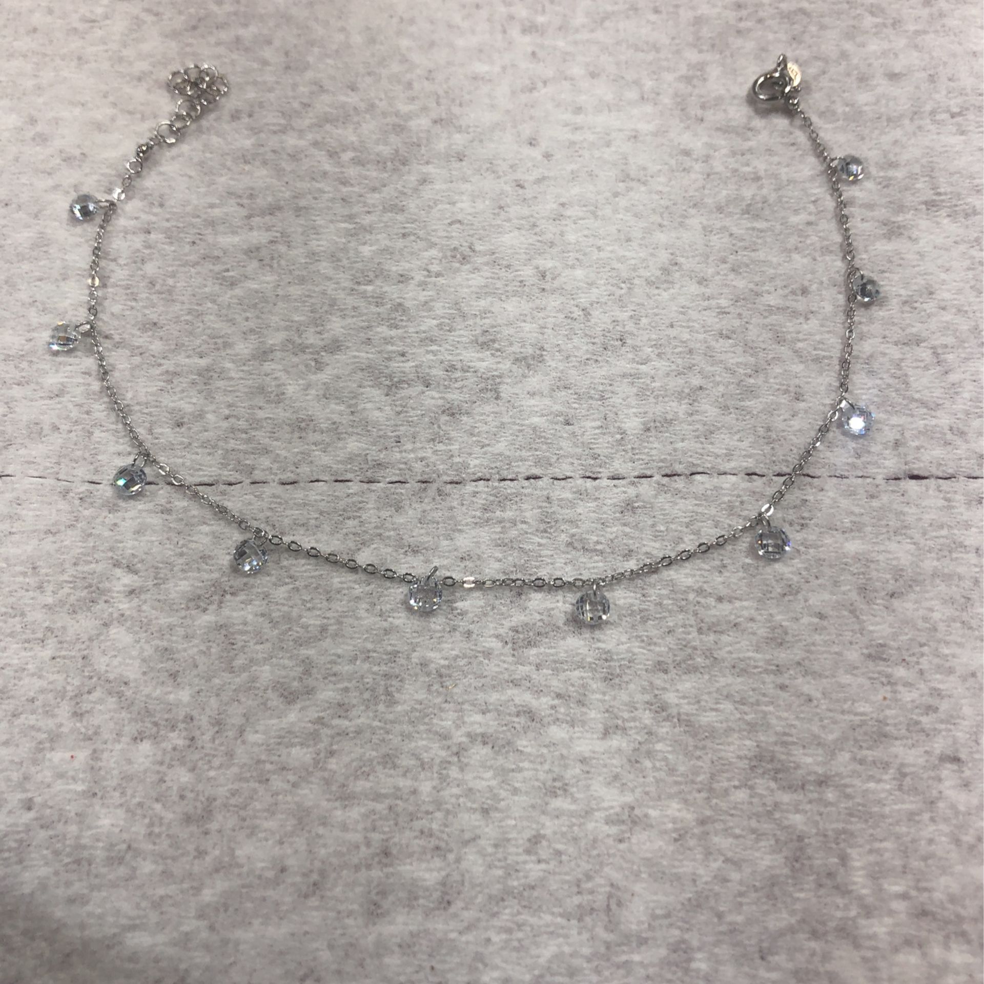 Staling Silver Crystal Anklet