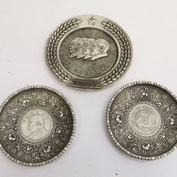 3 Vintage Chinese Bronze Plates