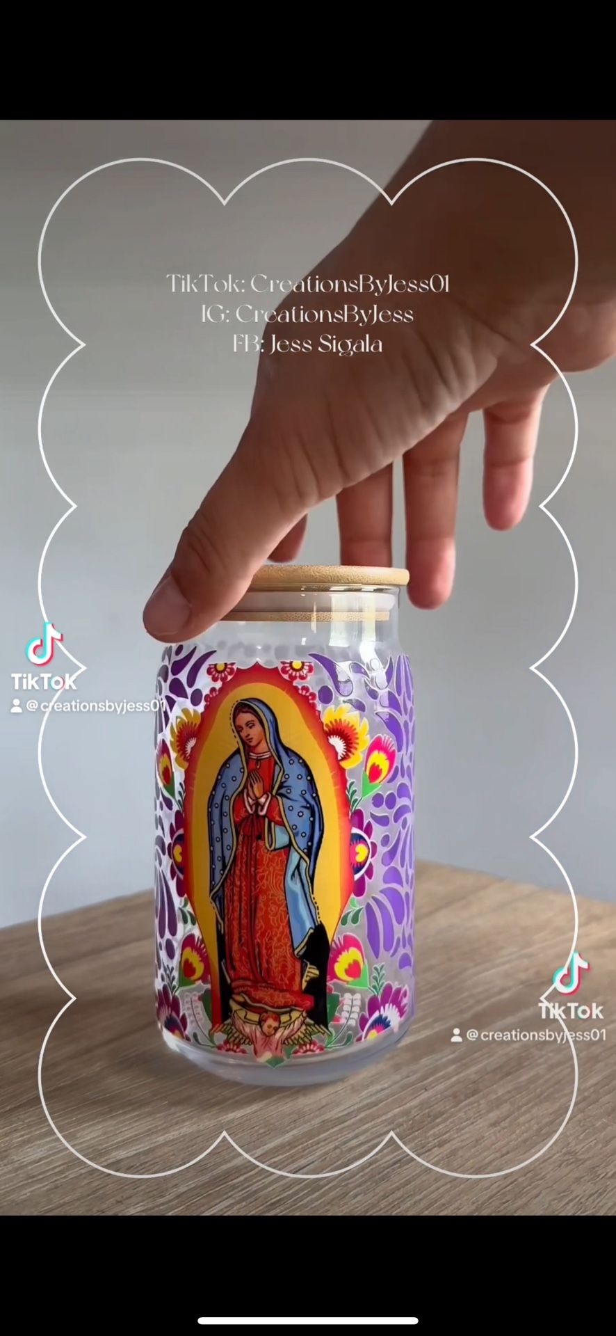 Libbey Glass Can Cup Virgin Mary