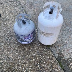 2 empty, propane cylinders