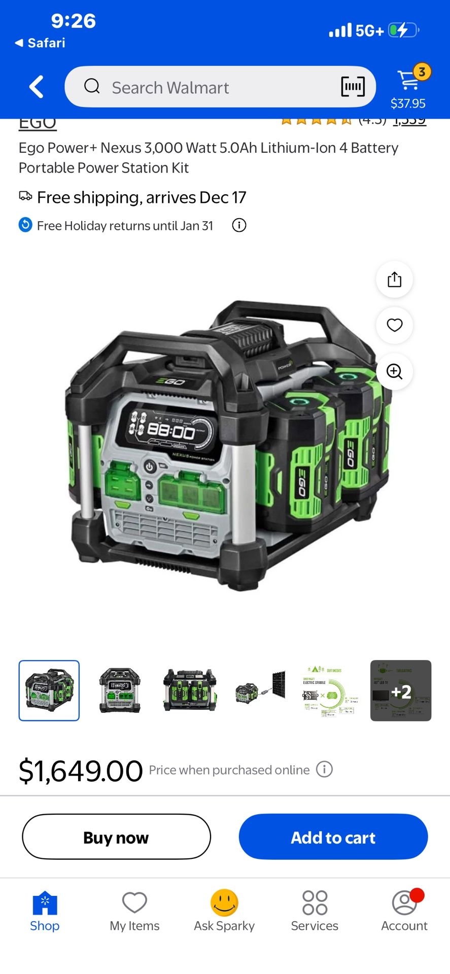 New Ego Power Supply w/4 56v 5 Ah Batteries