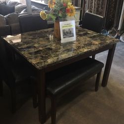 Dining Table , 3 Chairs , Bench 