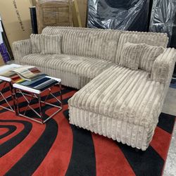 $899 Brand New Corduroy Sectional 112” X 60” (read description below)