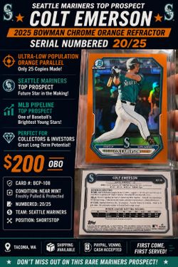 COLT EMERSON  2026 Bowman Chrome Orange Refractor