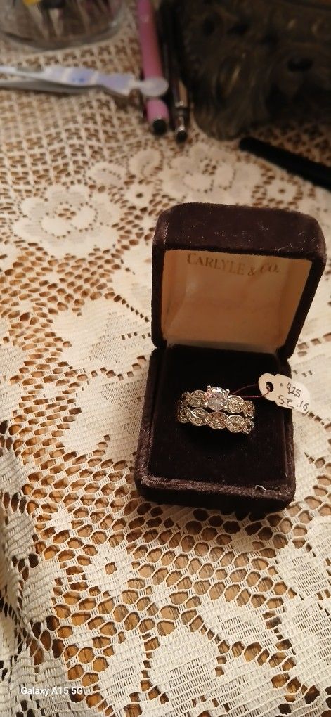 Brand New .925 Silver Wedding Engagement Set 