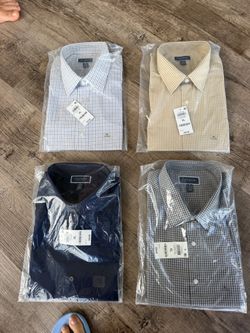 4 NEW Macy’s Club Room Men’s Dress Shirts – XL – With Tags