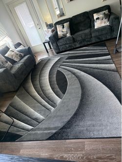 Large Modern Gray/Black Area Rug 7’9” x 10’9” – Turkish Made