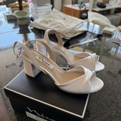 White bridal Block Heels