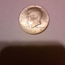 1964 John F. Kennedy Half Dollar Coin, BU, 90% Silver
