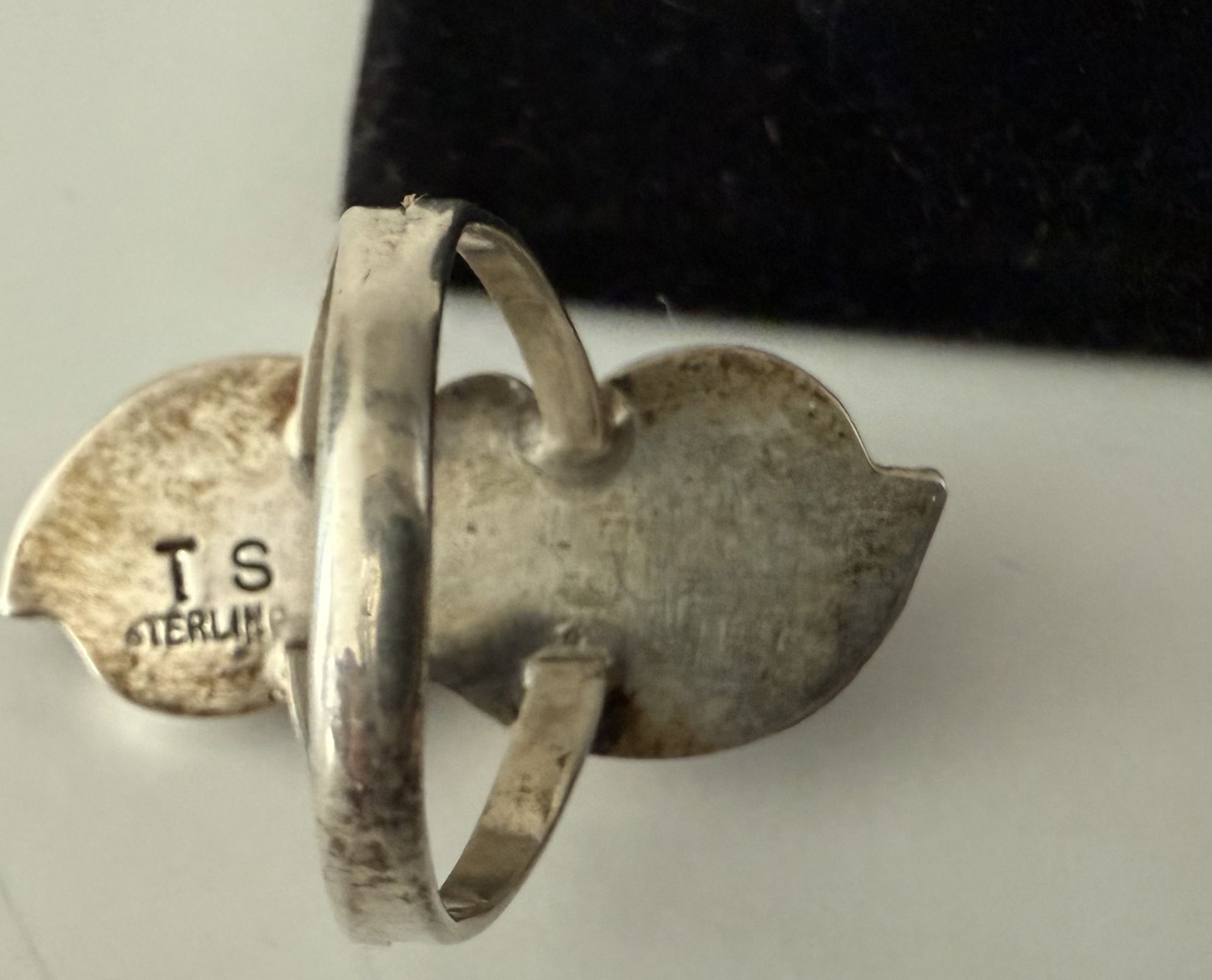 Vintage Navajo Sterling Silver Turquoise Native American Ring - Hallmark TS