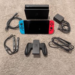 COMPLETE Nintendo Switch OLED + ALL Original Genuine Accessories + BONUS NINTENDO CASE