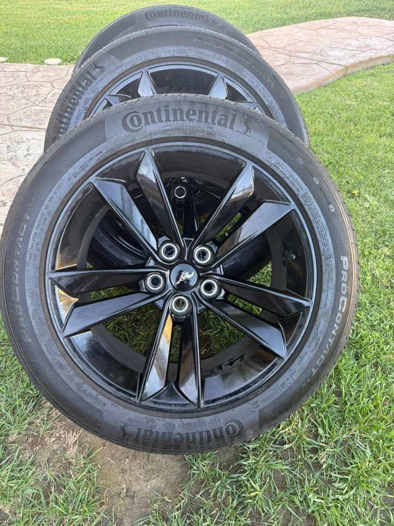 Wheels Of Mustang 5.0 Stock Gloss Black Tires Continental 