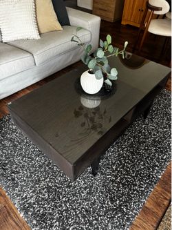 Modern Espresso Coffee Table with Glass Top