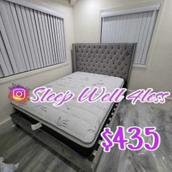 NEW QUEEN BED FRAME AND MATTRESS 