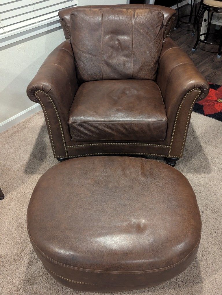 Bradington Young Richardson Leather Chair and Ottoman $3000 or best offer