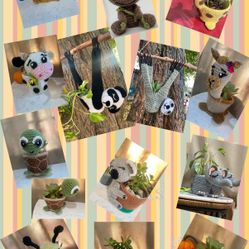 Macetas  elaboradas  a mano  con su plantita 