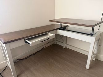 L-Shaped Desk with Lift-Top and Drawer