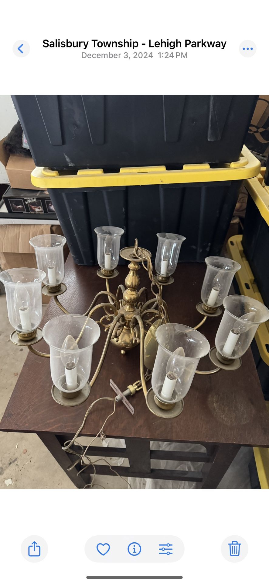 Vintage 8 Shade Brass Chandelier