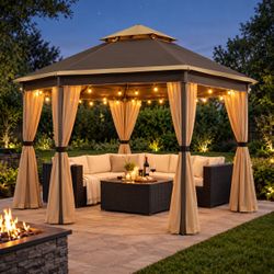 Easy pop up gazebo with solar light