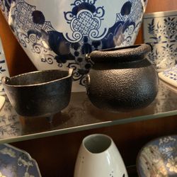 Two Small Halloween Witches Cauldrons for Fall Decoration