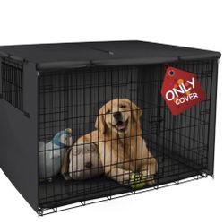 xploreLand 36 “  Dog Crate Cover Heavy Duty Polyester Pet Kennel Sunshade Universal Fit For Wire Cage (Black)