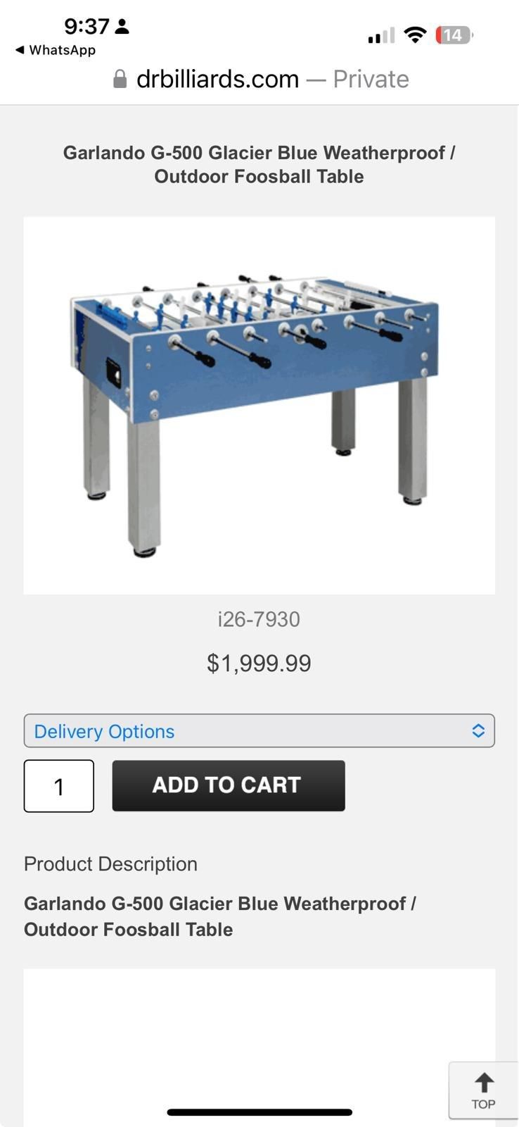 Garlando G-500 Foosball Table